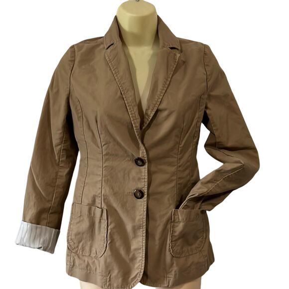 Old Navy Tan Lined Fitted Blazer Jacket Woman Size XS Preppy - Picture 1 of 12